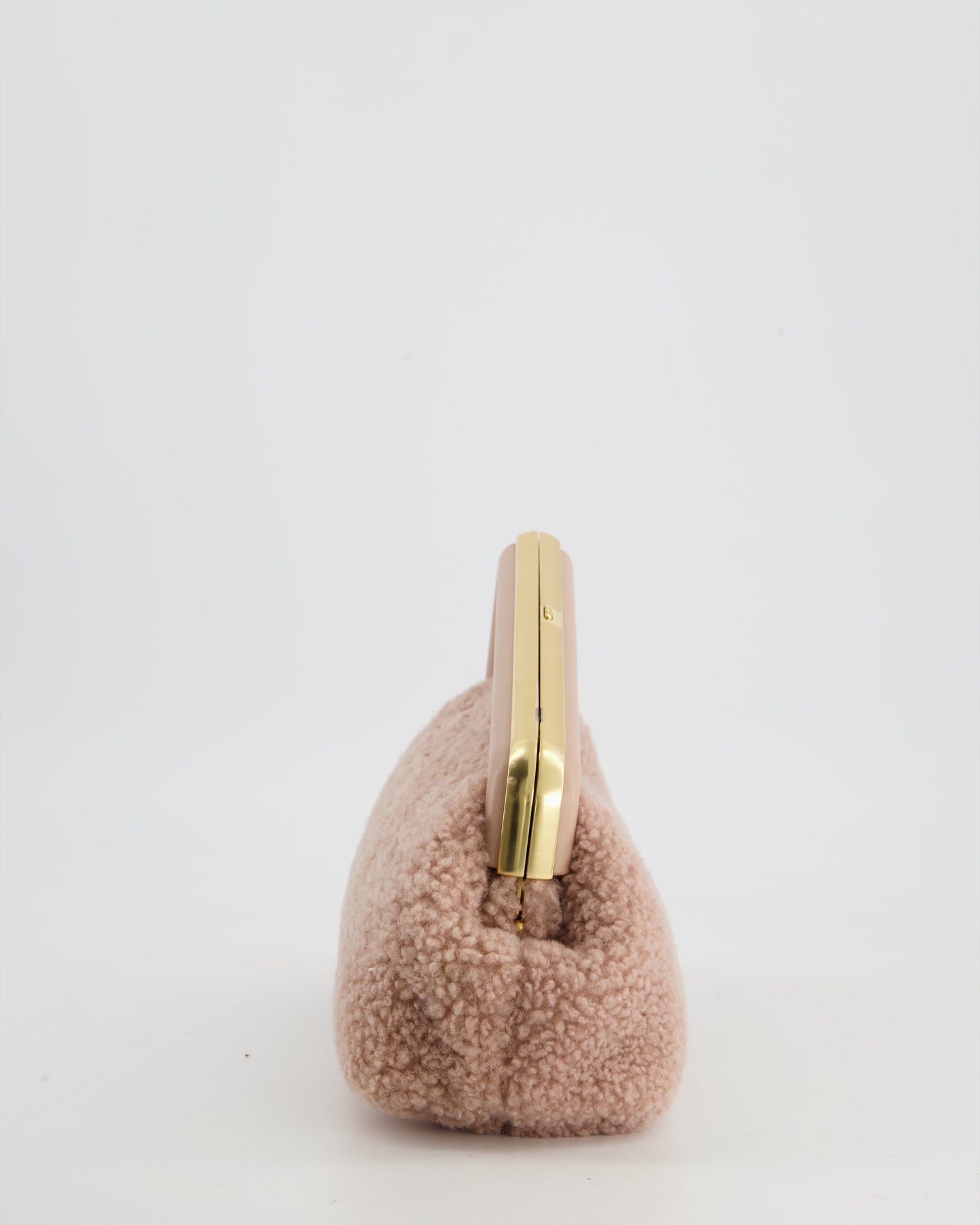 Fendi First Small Dusty Pink Sheepskin Bag with Gold Hardware