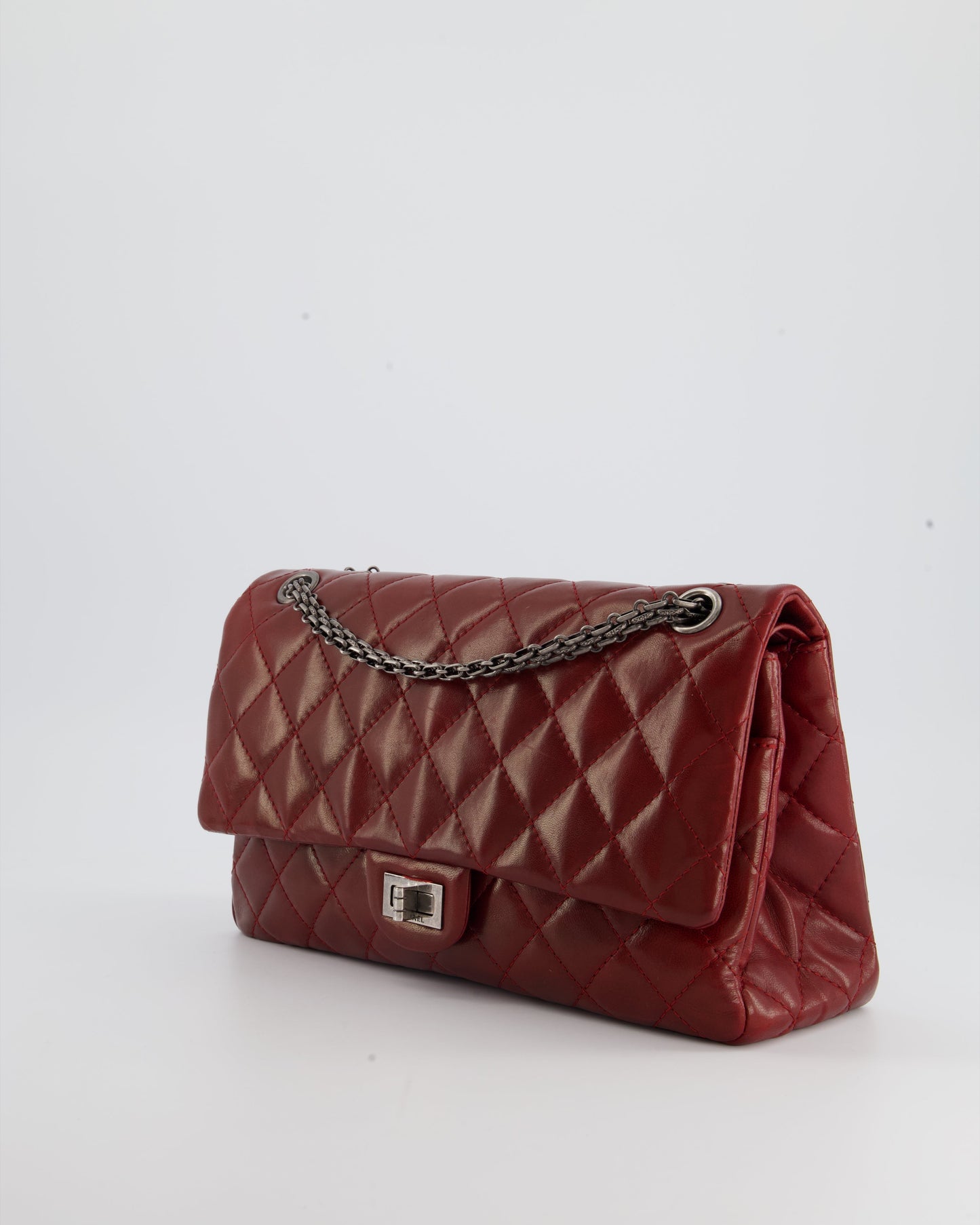 Chanel Deep Red Medium Reissue Bag in Lambskin Leather with Ruthenium Hardware