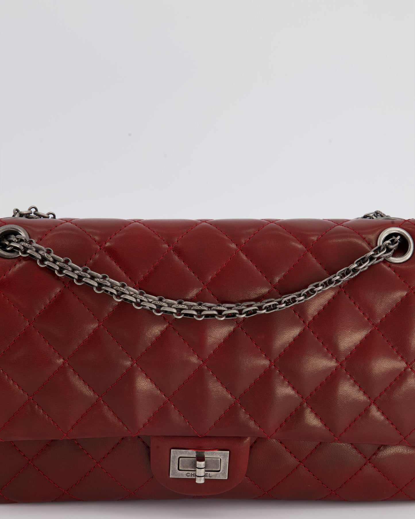 Chanel Deep Red Medium Reissue Bag in Lambskin Leather with Ruthenium Hardware