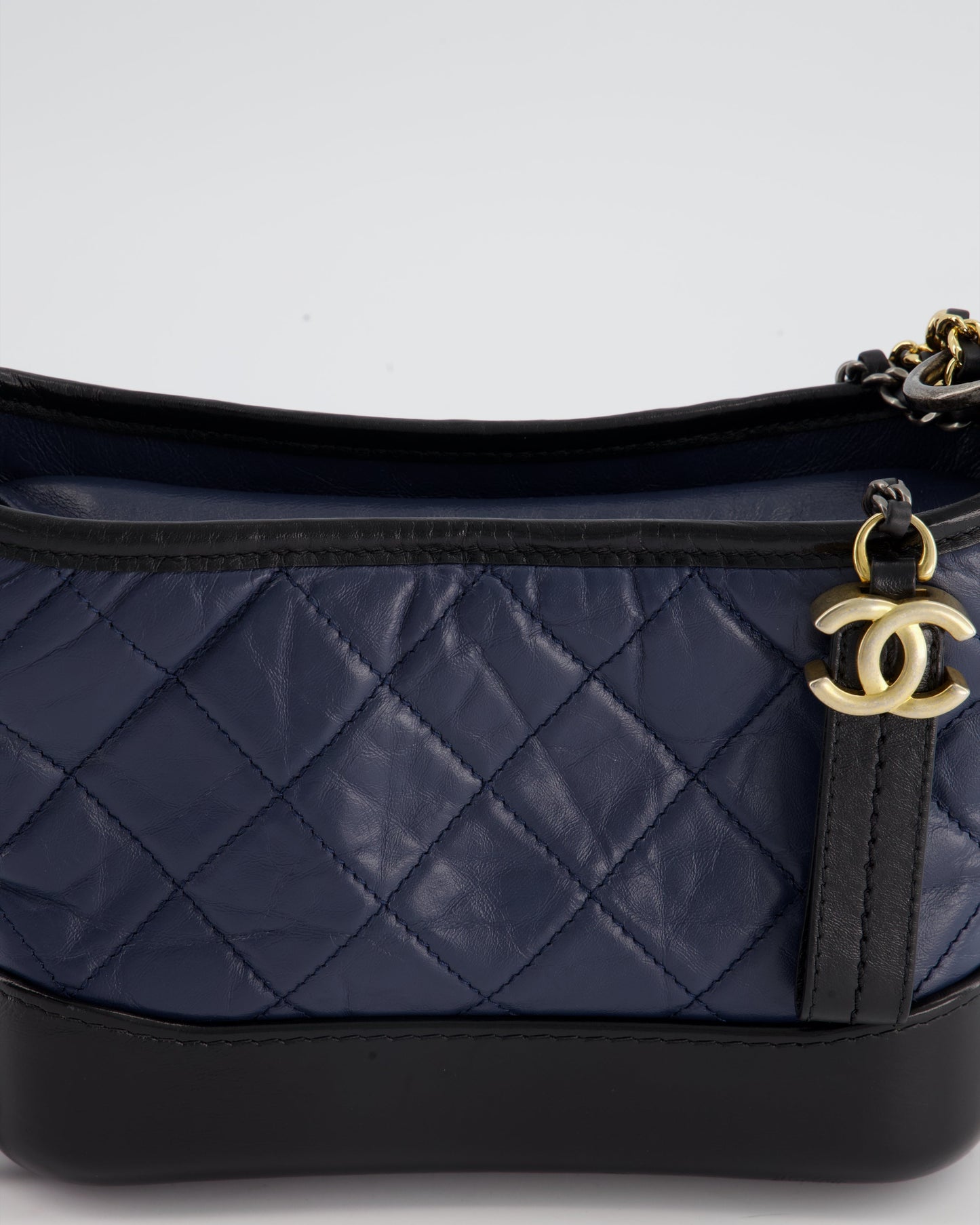 *FIRE PRICE* Chanel Blue & Black Small Gabrielle Bag in Lambskin Leather with Mixed Hardware
