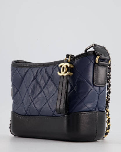*FIRE PRICE* Chanel Blue & Black Small Gabrielle Bag in Lambskin Leather with Mixed Hardware