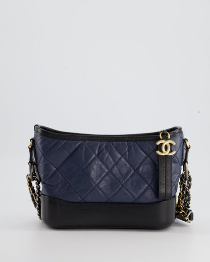*FIRE PRICE* Chanel Blue & Black Small Gabrielle Bag in Lambskin Leather with Mixed Hardware