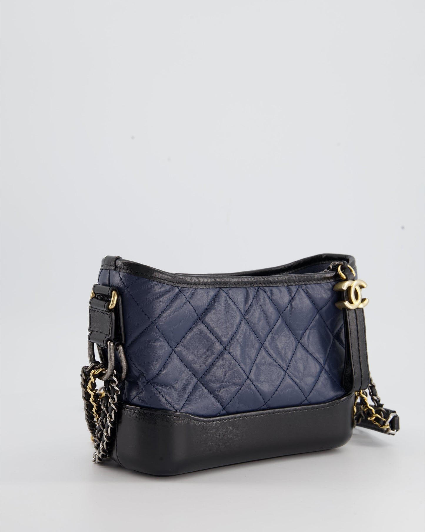 *FIRE PRICE* Chanel Blue & Black Small Gabrielle Bag in Lambskin Leather with Mixed Hardware
