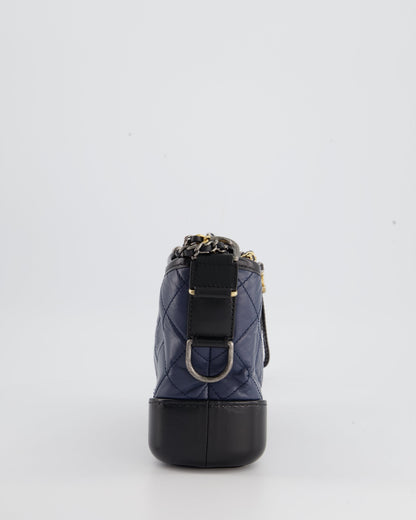 *FIRE PRICE* Chanel Blue & Black Small Gabrielle Bag in Lambskin Leather with Mixed Hardware
