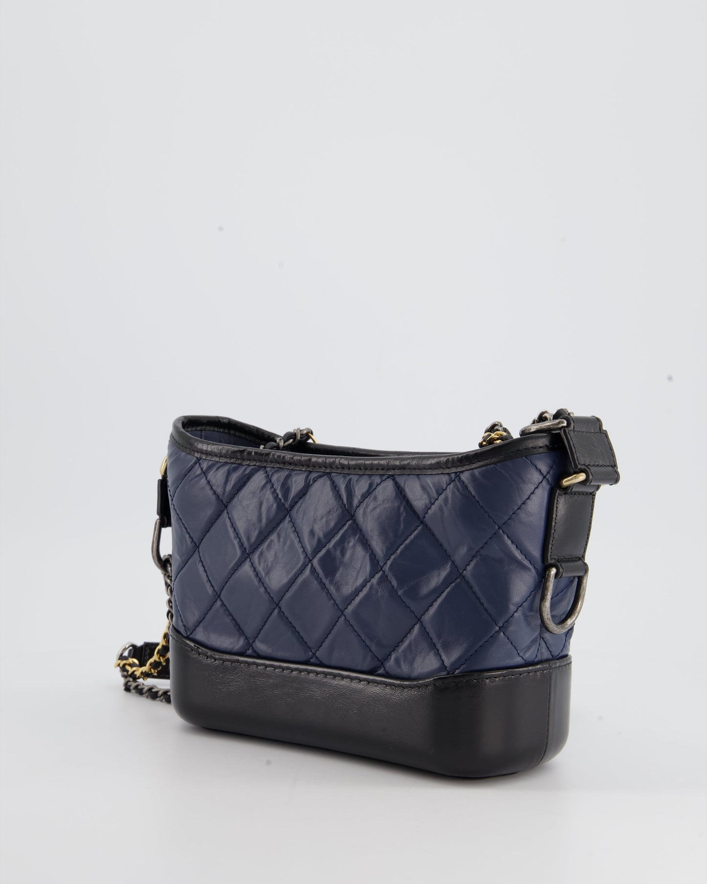 *FIRE PRICE* Chanel Blue & Black Small Gabrielle Bag in Lambskin Leather with Mixed Hardware