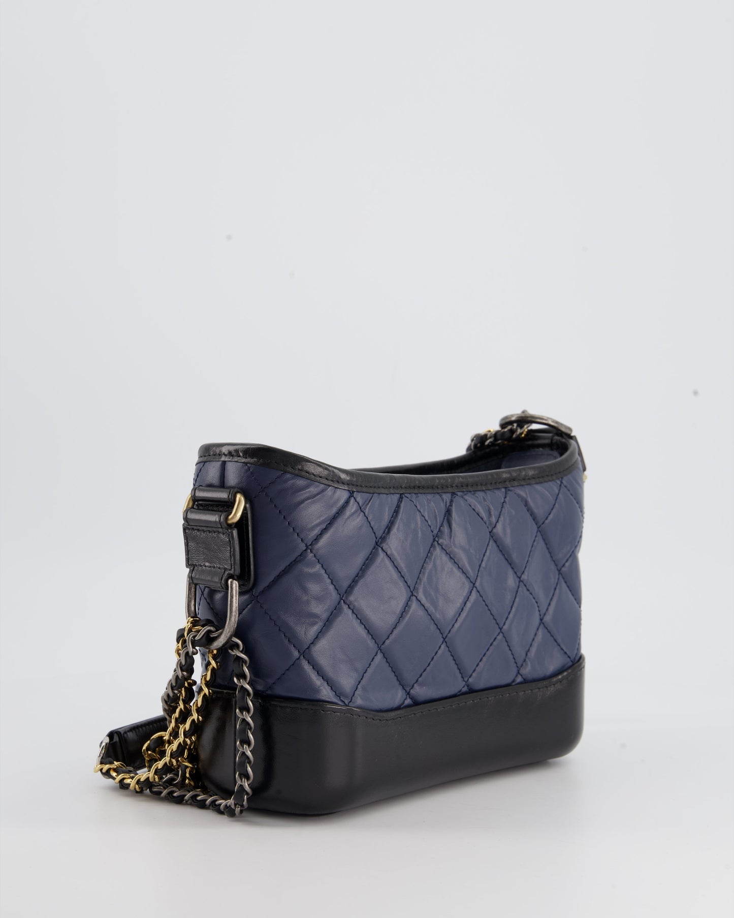 *FIRE PRICE* Chanel Blue & Black Small Gabrielle Bag in Lambskin Leather with Mixed Hardware