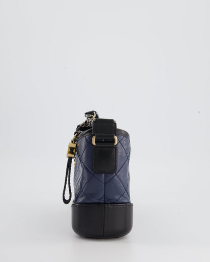 *FIRE PRICE* Chanel Blue & Black Small Gabrielle Bag in Lambskin Leather with Mixed Hardware