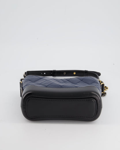 *FIRE PRICE* Chanel Blue & Black Small Gabrielle Bag in Lambskin Leather with Mixed Hardware