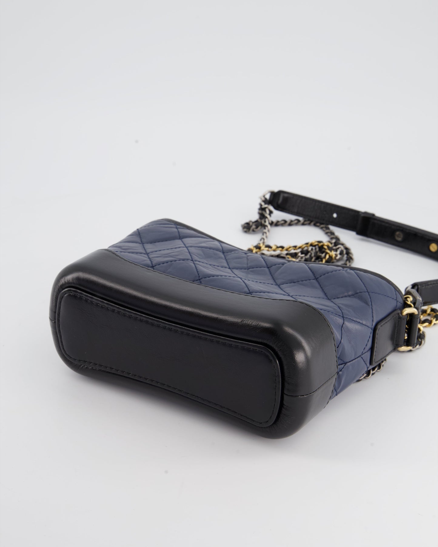 *FIRE PRICE* Chanel Blue & Black Small Gabrielle Bag in Lambskin Leather with Mixed Hardware