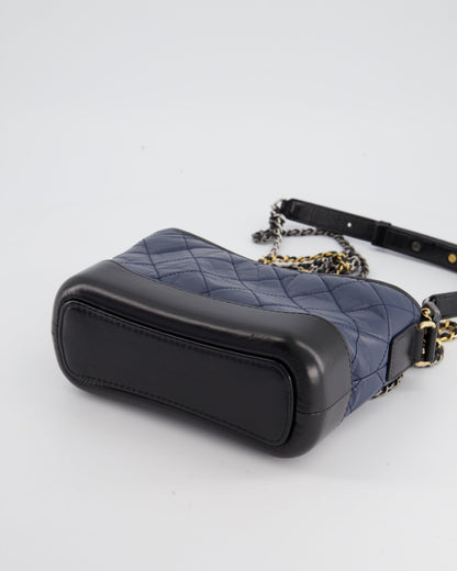 *FIRE PRICE* Chanel Blue & Black Small Gabrielle Bag in Lambskin Leather with Mixed Hardware