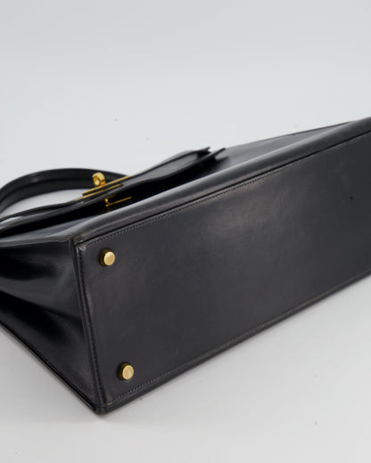 Hermès Vintage Kelly Bag 32cm Sellier in Black Box Calf Leather with Gold Hardware