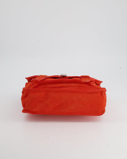 Proenza Schouler Coral Red Suede PS1 Shoulder Bag with Silver Hardware