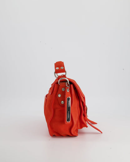 Proenza Schouler Coral Red Suede PS1 Shoulder Bag with Silver Hardware