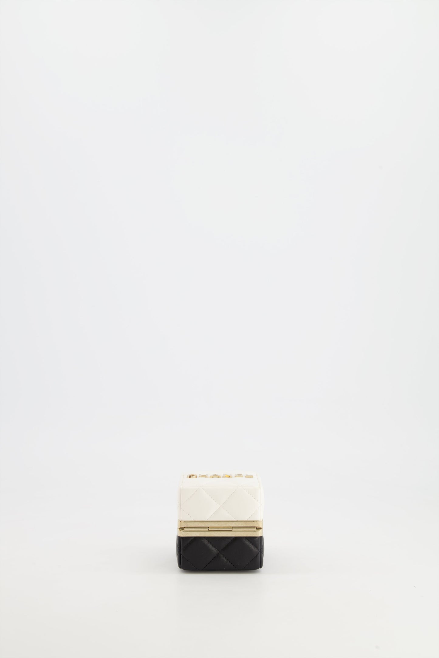 Chanel Black and White Micro Box Square Bag with Gold Hardware