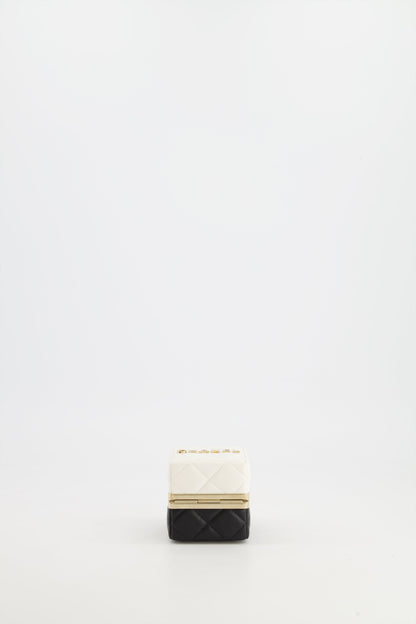 Chanel Black and White Micro Box Square Bag with Gold Hardware