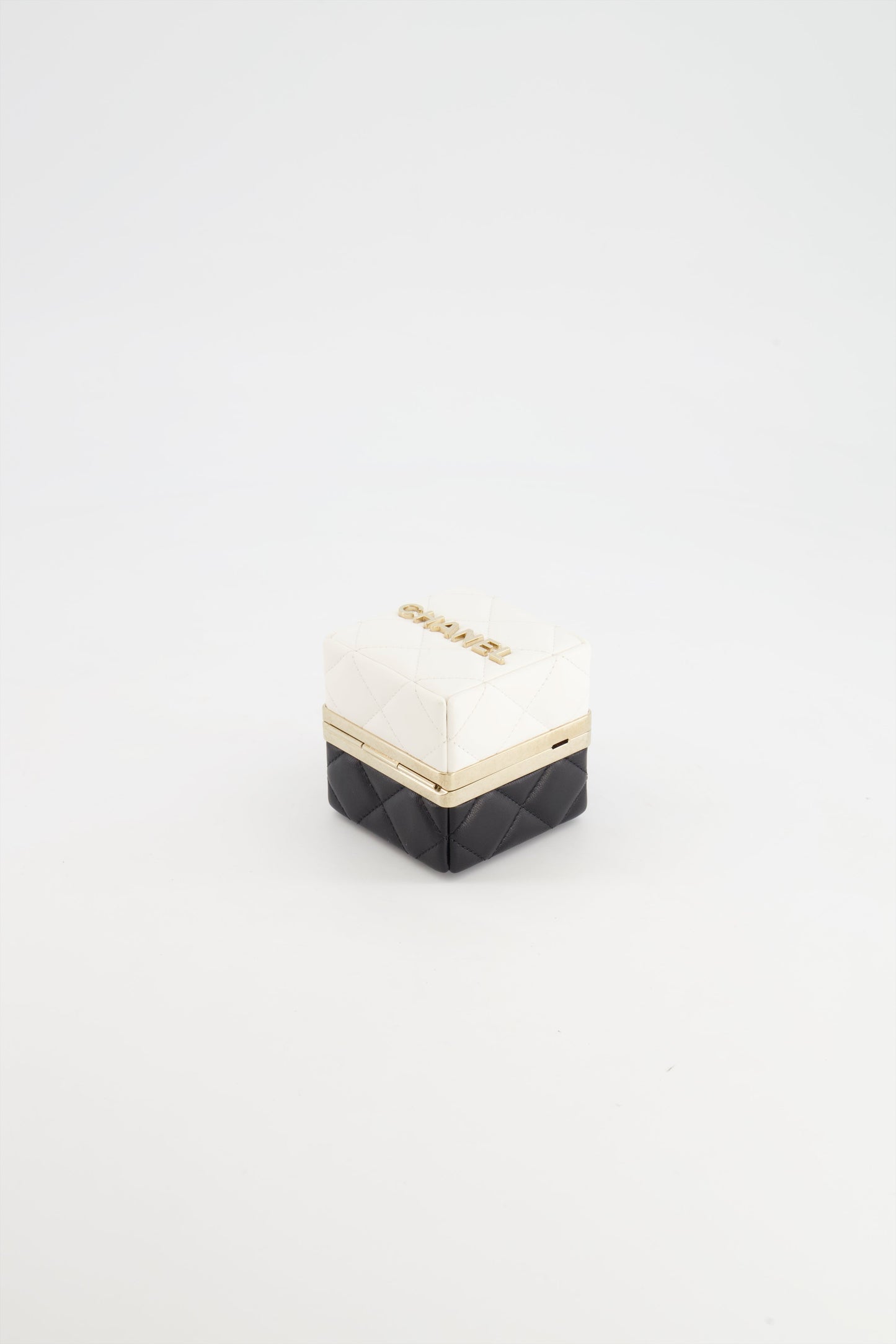 Chanel Black and White Micro Box Square Bag with Gold Hardware