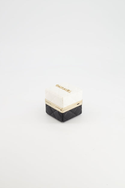 Chanel Black and White Micro Box Square Bag with Gold Hardware