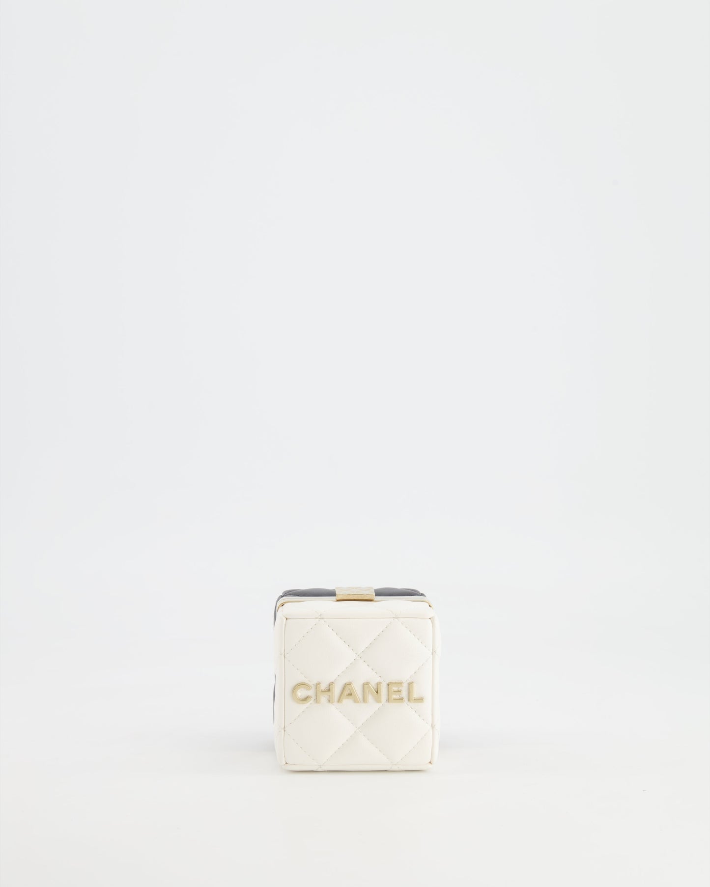 Chanel Black and White Micro Box Square Bag with Gold Hardware