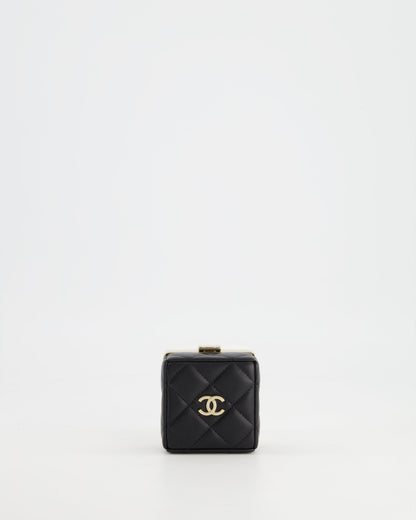 Chanel Black and White Micro Box Square Bag with Gold Hardware
