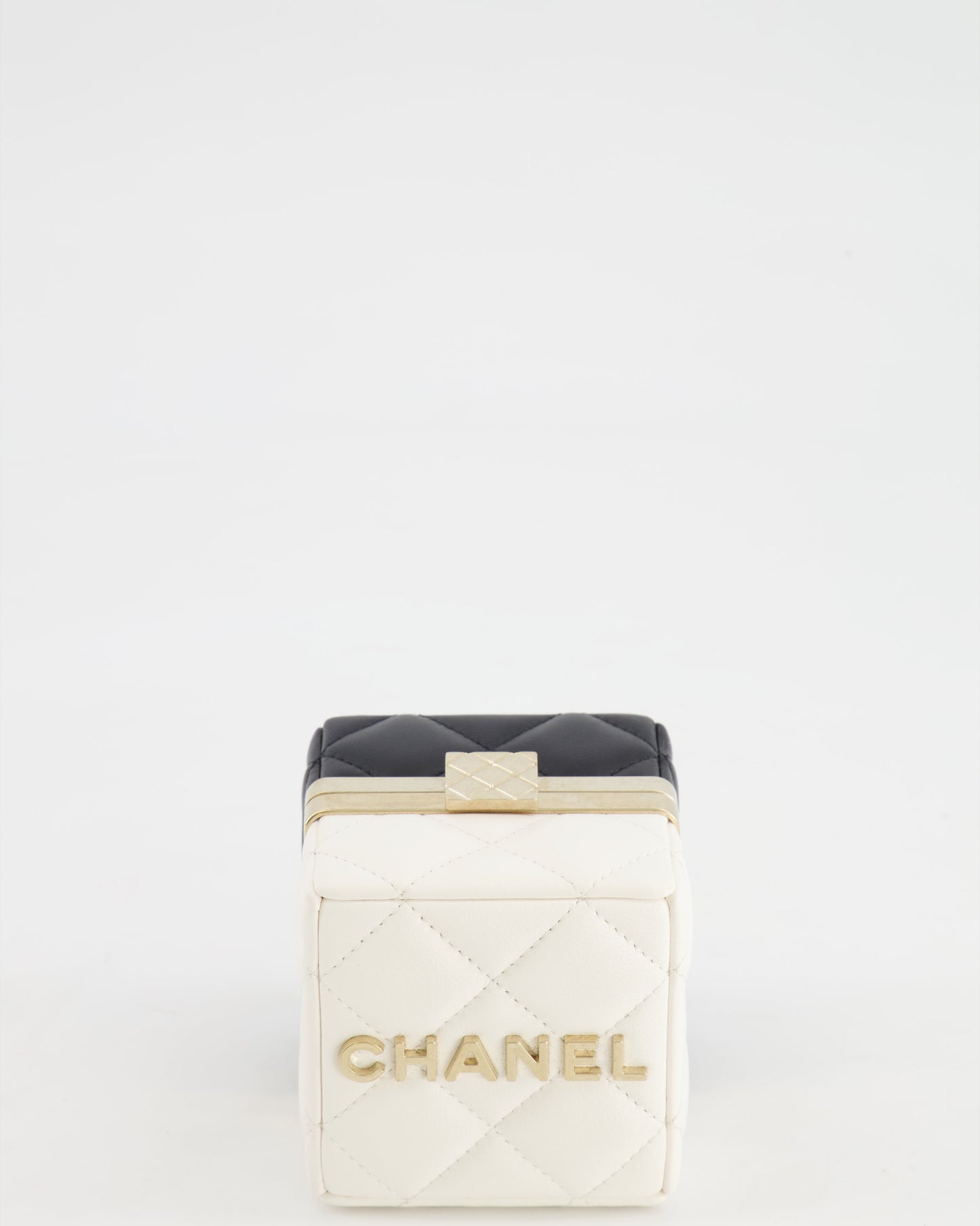Chanel Black and White Micro Box Square Bag with Gold Hardware