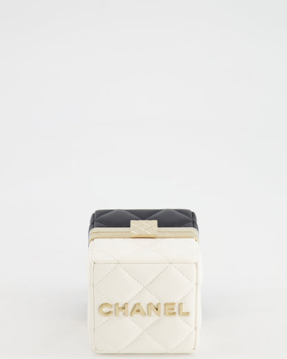 Chanel Black and White Micro Box Square Bag with Gold Hardware