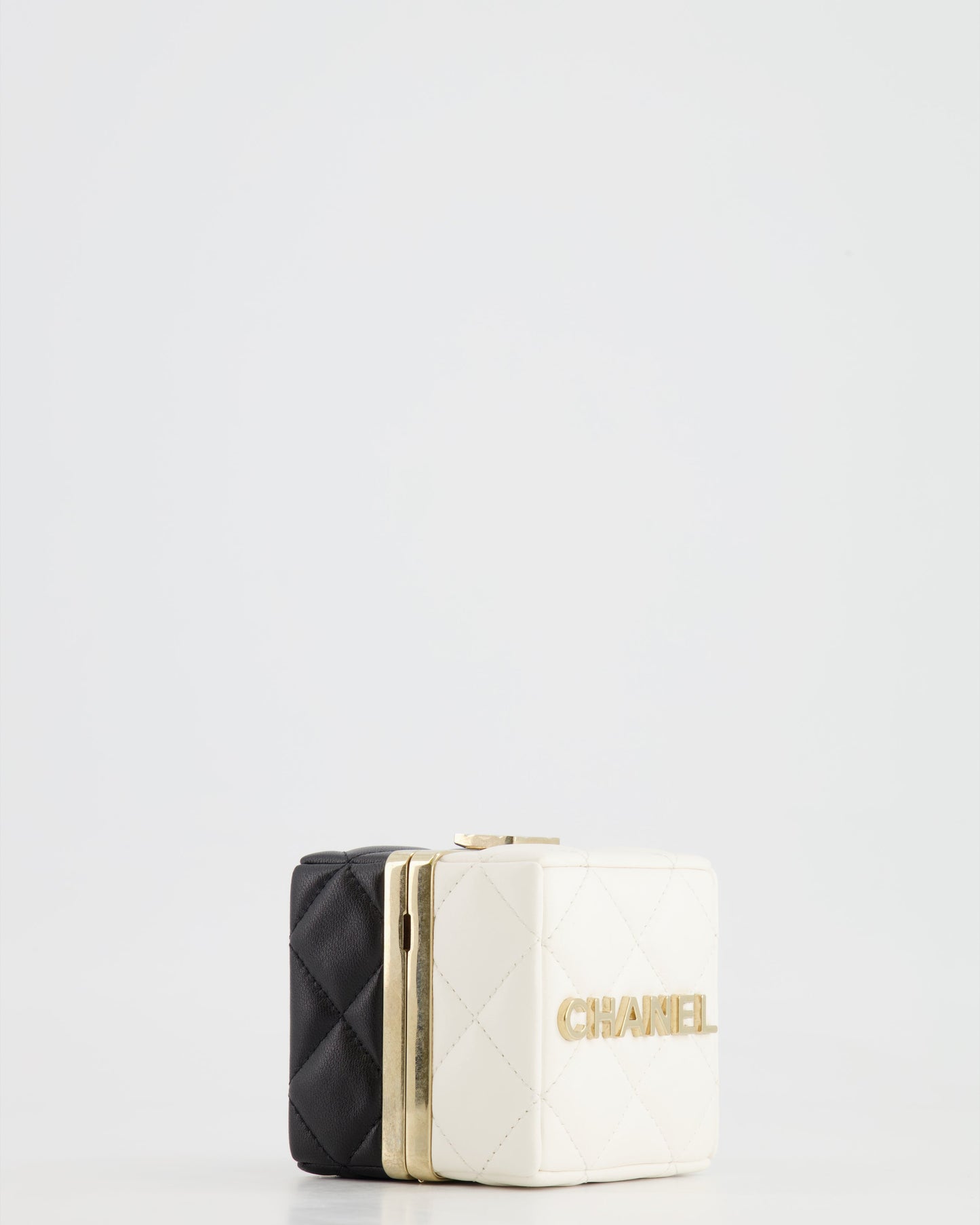 Chanel Black and White Micro Box Square Bag with Gold Hardware