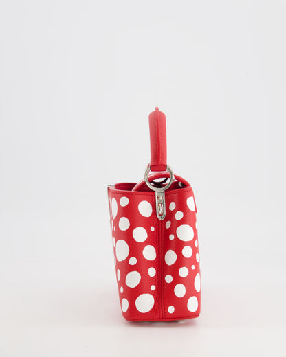 *HOT* Louis Vuitton X Yayoi Kusama Red and White Mini Capucines Bag with Silver Hardware