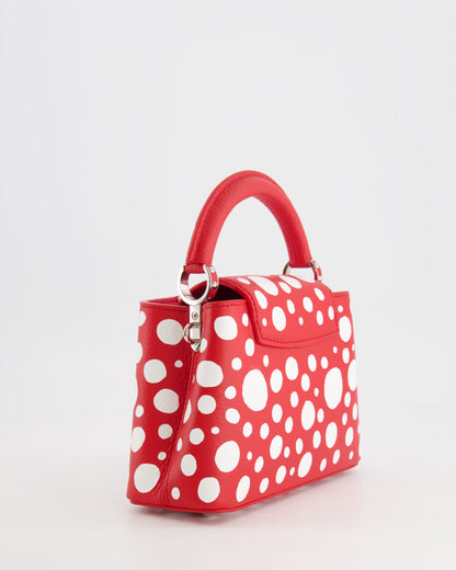 *HOT* Louis Vuitton X Yayoi Kusama Red and White Mini Capucines Bag with Silver Hardware