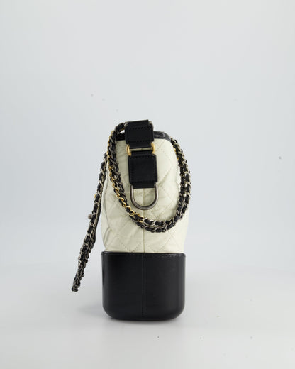 *FIRE PRICE* Chanel White and Black Medium Gabrielle Bag in Aged Calfskin Leather with Mixed Hardware