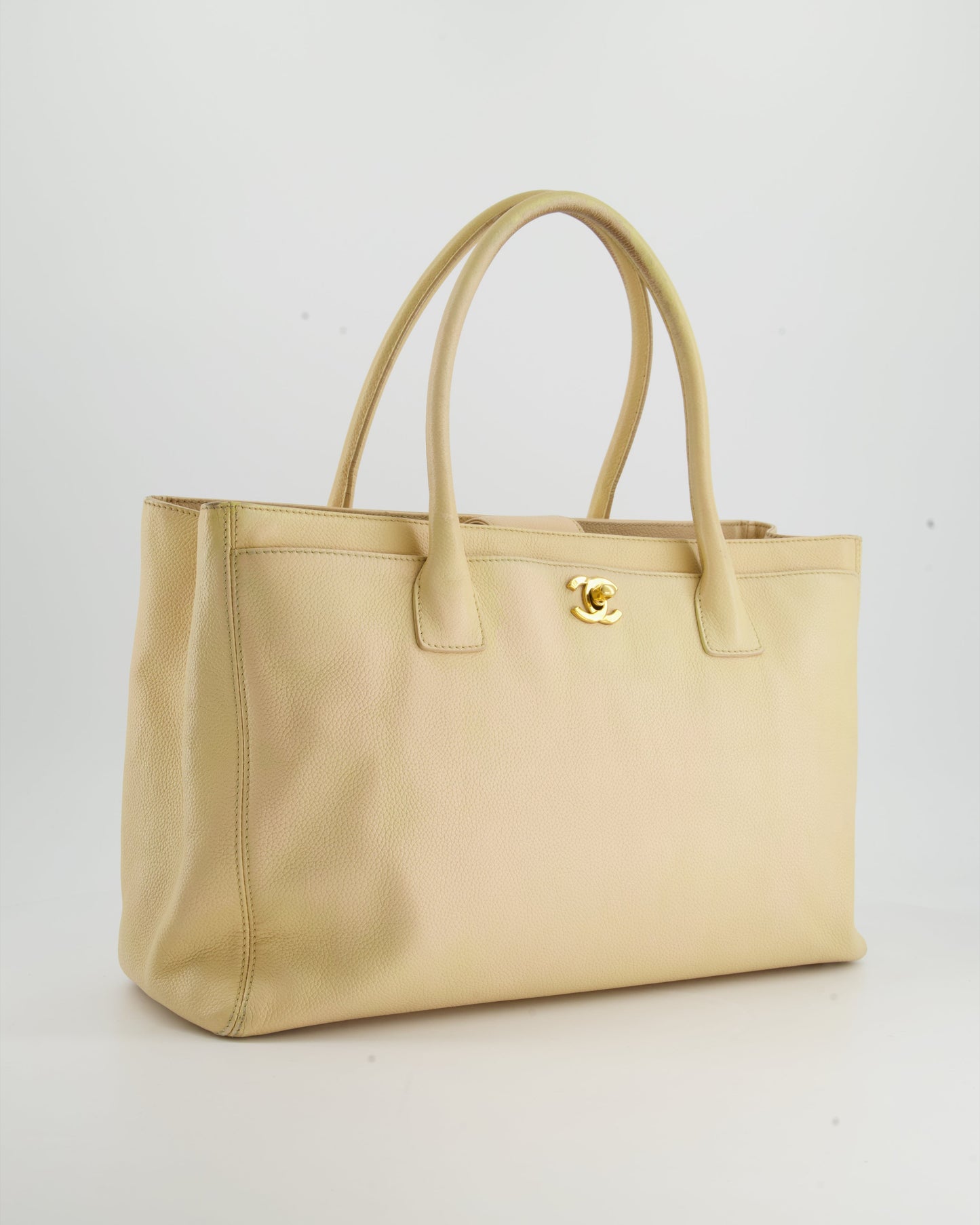 Chanel Vintage Beige Executive Tote Bag in Leather with 24K Gold Hardware