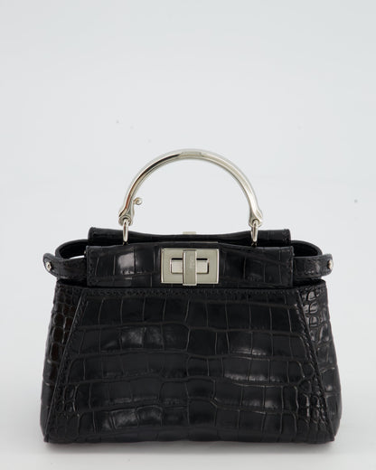 *FIRE PRICE* Fendi Black Exotic Micro Mini Peekaboo Bag with Silver Hardware