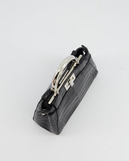 *FIRE PRICE* Fendi Black Exotic Micro Mini Peekaboo Bag with Silver Hardware