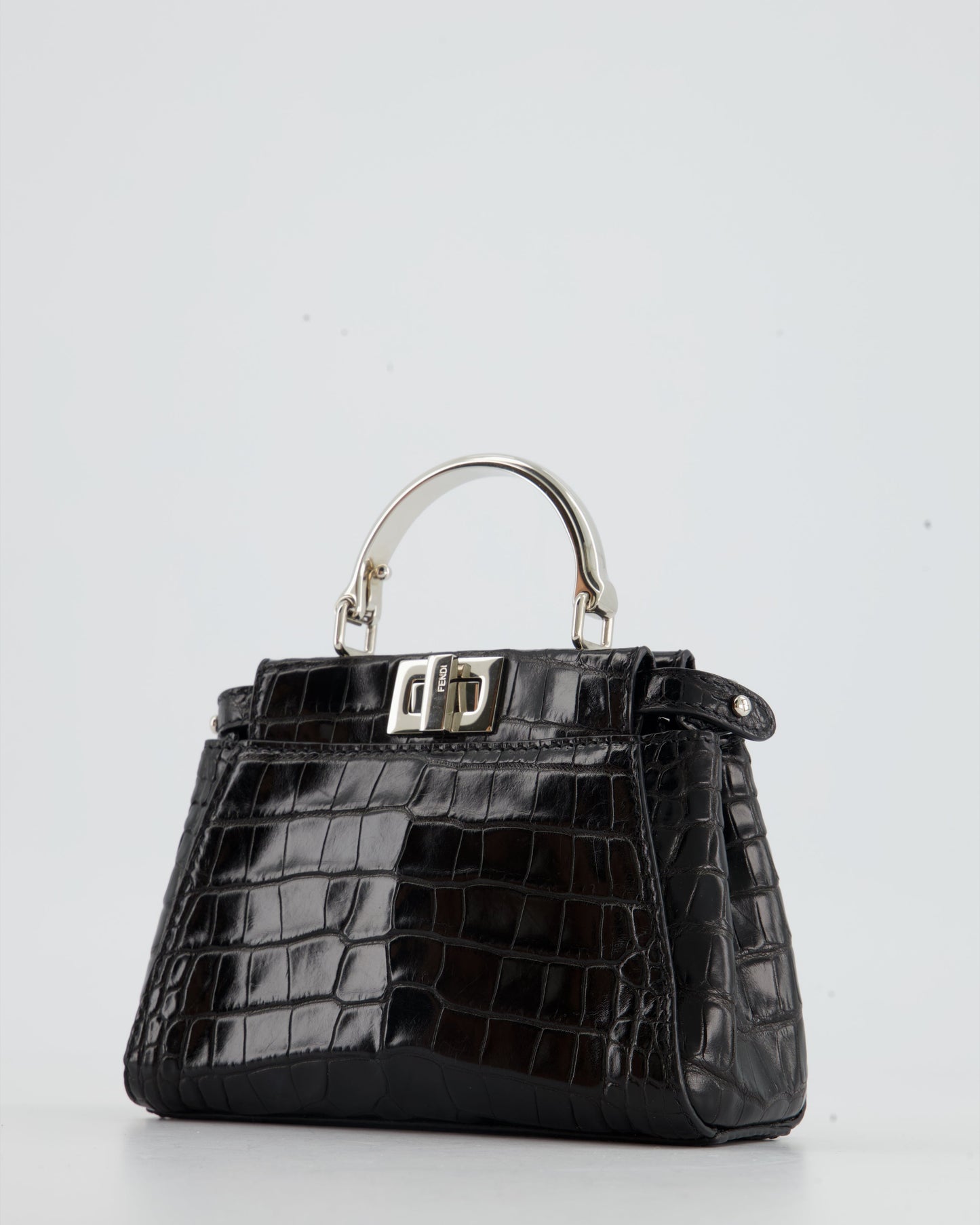 *FIRE PRICE* Fendi Black Exotic Micro Mini Peekaboo Bag with Silver Hardware