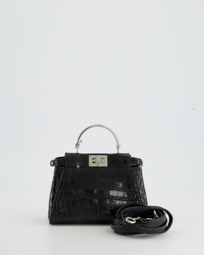 *FIRE PRICE* Fendi Black Exotic Micro Mini Peekaboo Bag with Silver Hardware