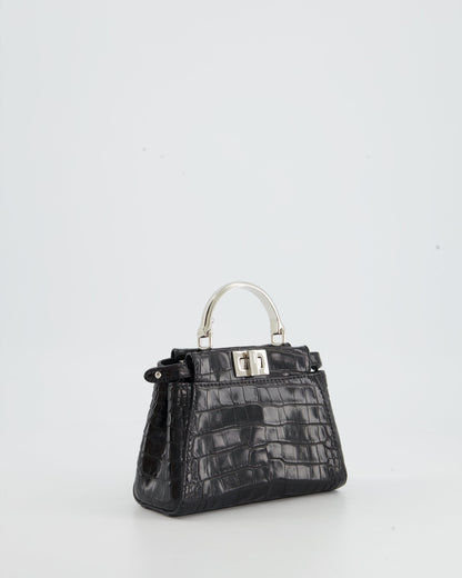 *FIRE PRICE* Fendi Black Exotic Micro Mini Peekaboo Bag with Silver Hardware