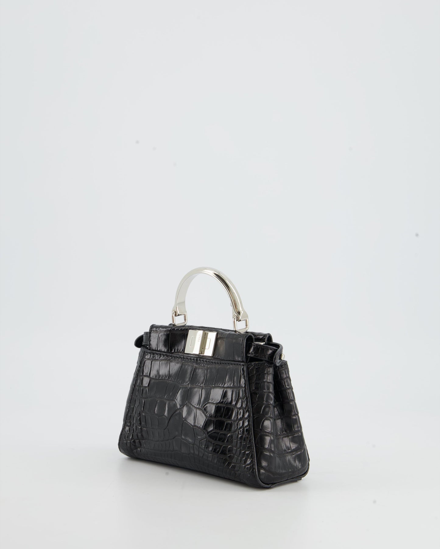 *FIRE PRICE* Fendi Black Exotic Micro Mini Peekaboo Bag with Silver Hardware