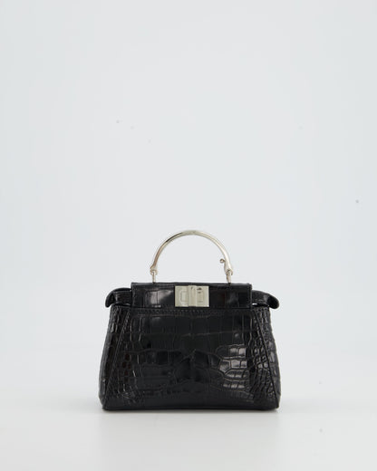 *FIRE PRICE* Fendi Black Exotic Micro Mini Peekaboo Bag with Silver Hardware