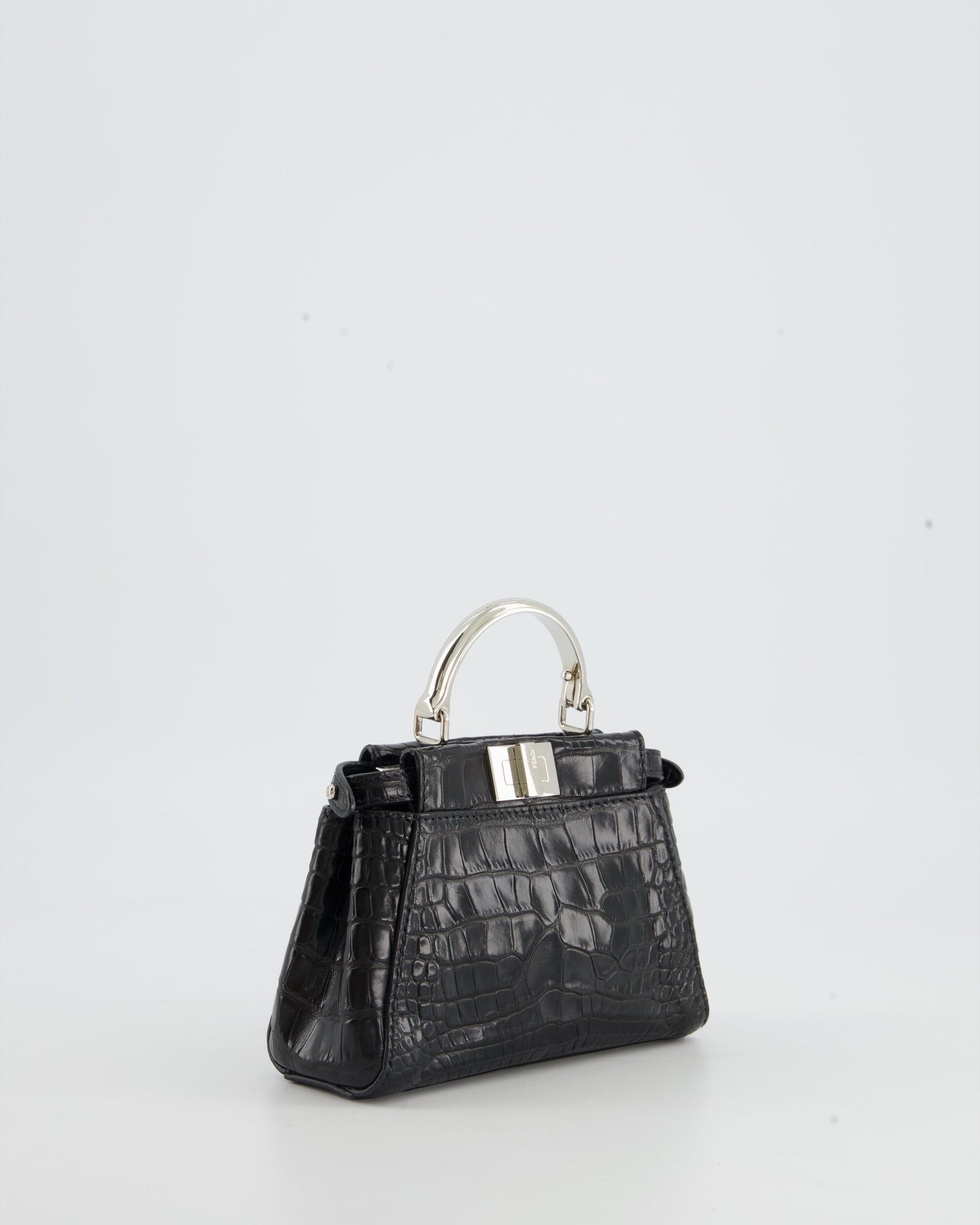 *FIRE PRICE* Fendi Black Exotic Micro Mini Peekaboo Bag with Silver Hardware