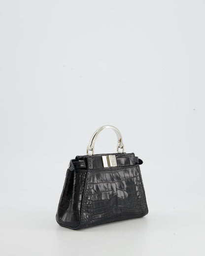 *FIRE PRICE* Fendi Black Exotic Micro Mini Peekaboo Bag with Silver Hardware