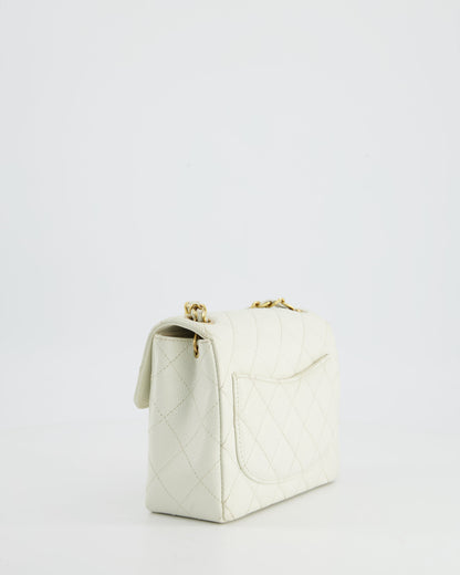 *RARE* Chanel Vintage White Caviar Mini Square Flap Bag with 24K Gold Hardware