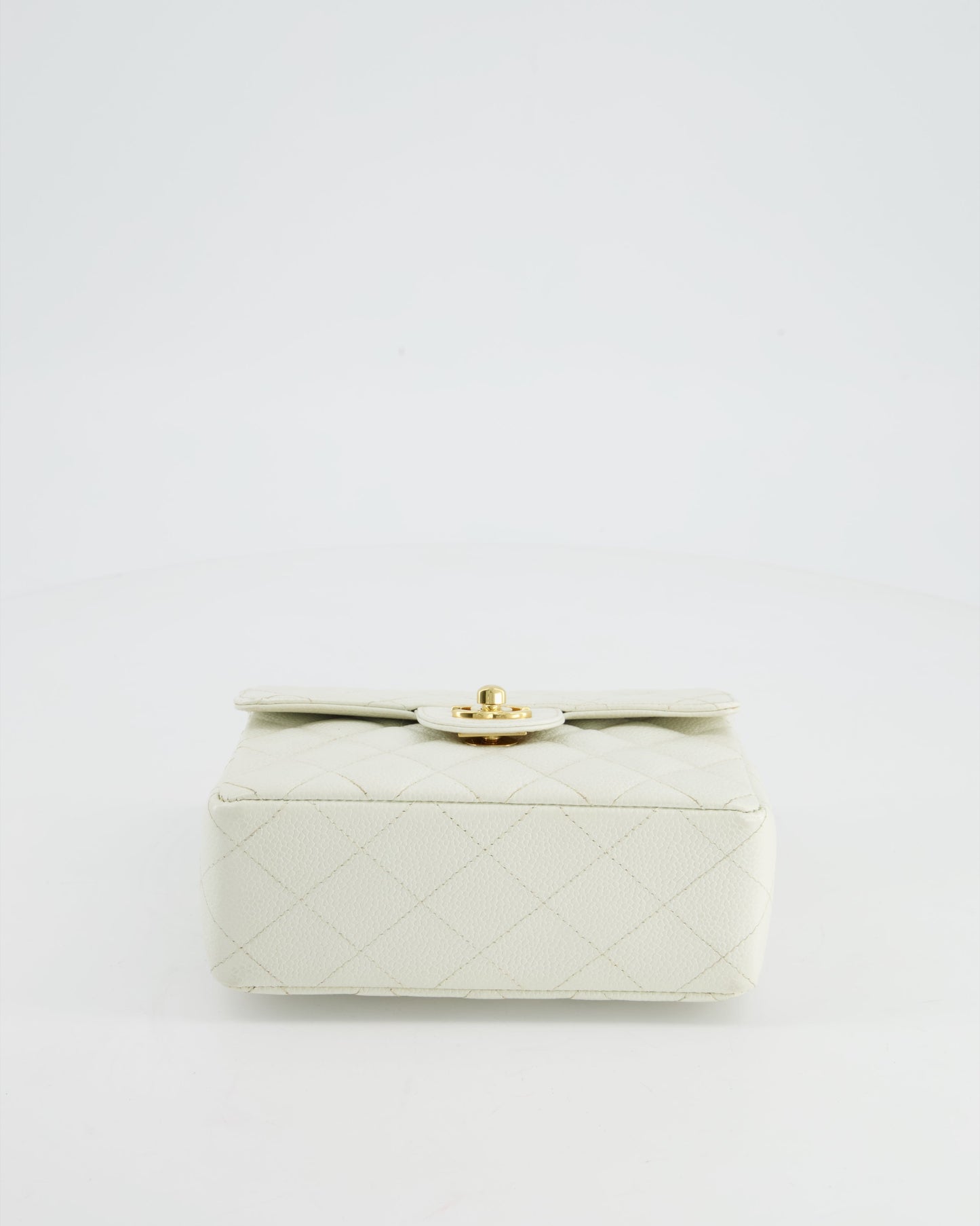 *RARE* Chanel Vintage White Caviar Mini Square Flap Bag with 24K Gold Hardware