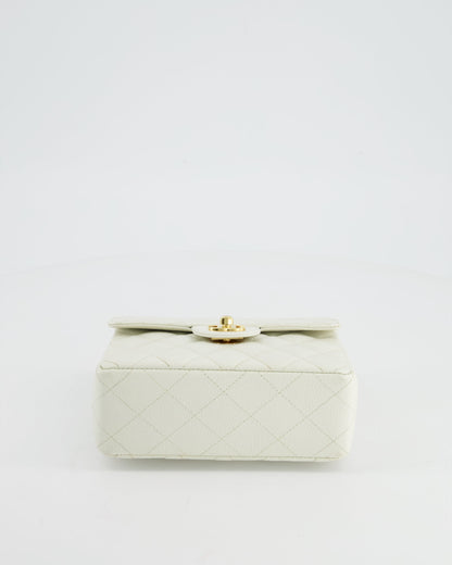 *RARE* Chanel Vintage White Caviar Mini Square Flap Bag with 24K Gold Hardware