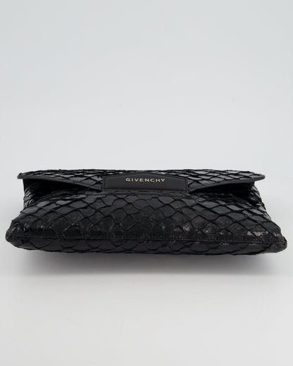Givenchy Black Pirarucu Antigona Envelope Clutch Bag