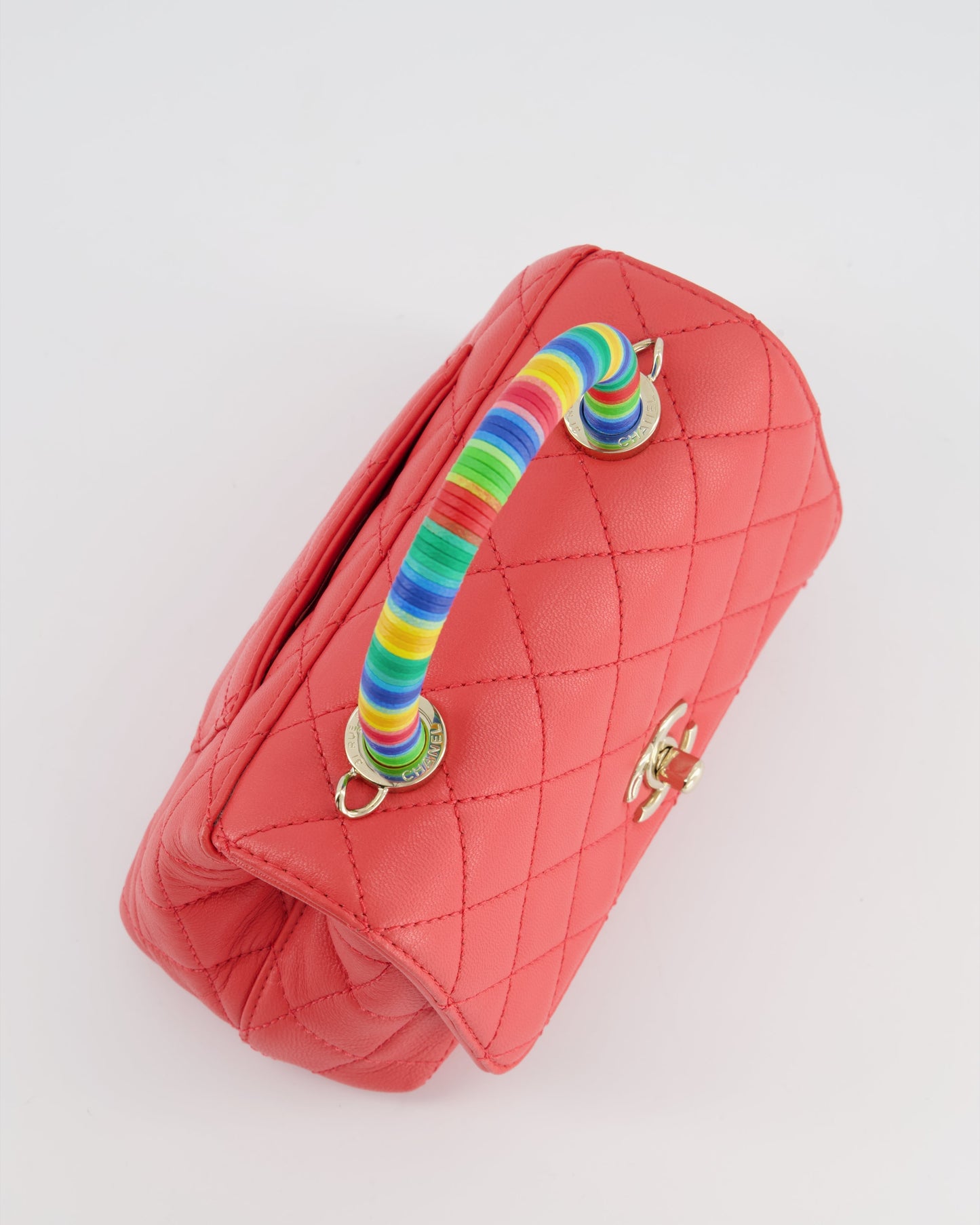 *RARE* Chanel Pink Extra Mini Coco Multi-Colour Handle Bag in Lambskin with Champagne Gold Hardware