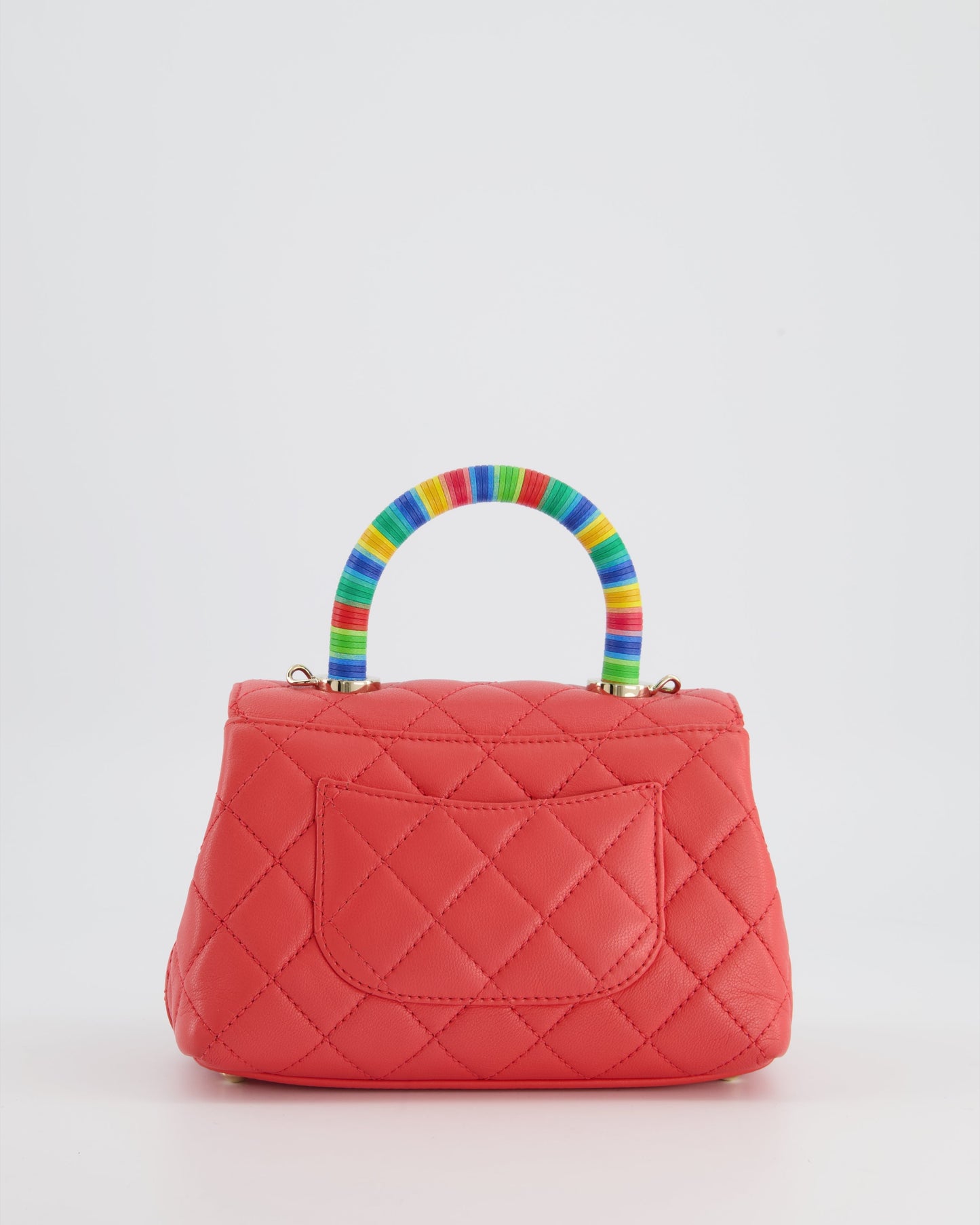 *RARE* Chanel Pink Extra Mini Coco Multi-Colour Handle Bag in Lambskin with Champagne Gold Hardware