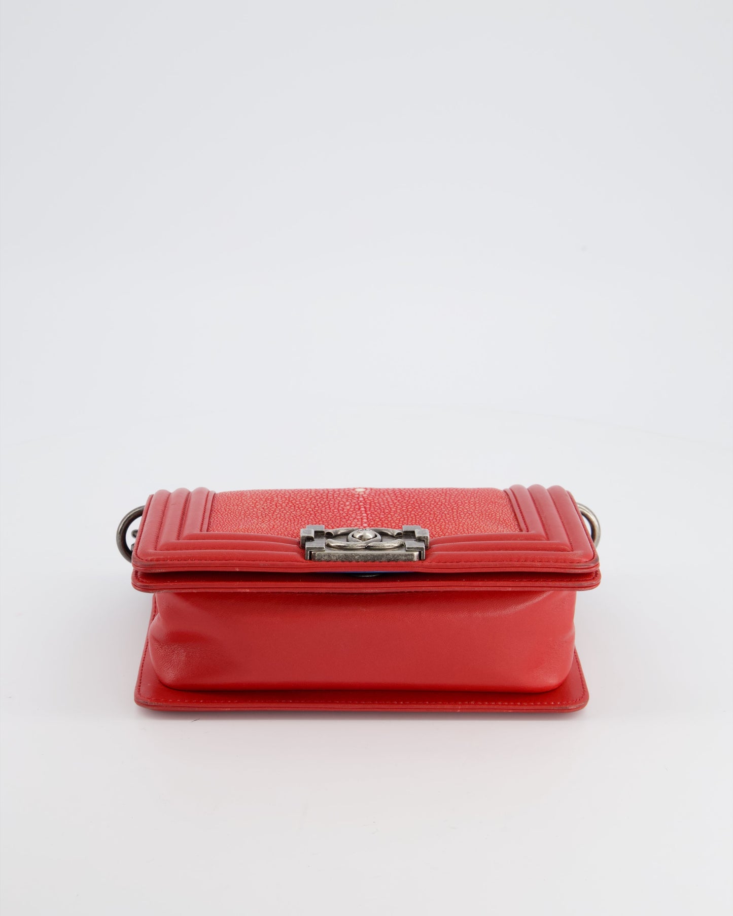 Chanel Coral Mini Boy Bag in Stingray and Lambskin Leather with Ruthenium Hardware