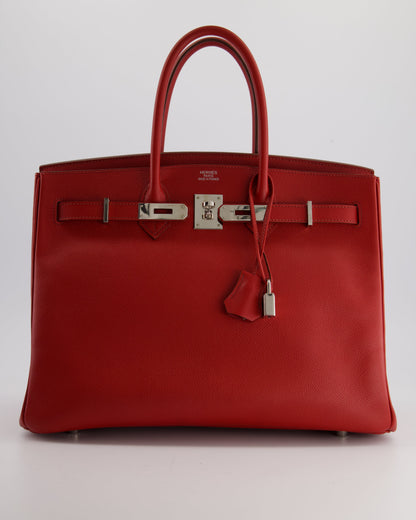 Hermès Birkin Retourne Bag 35cm in Rouge Casaque Epsom Leather with Palladium Hardware