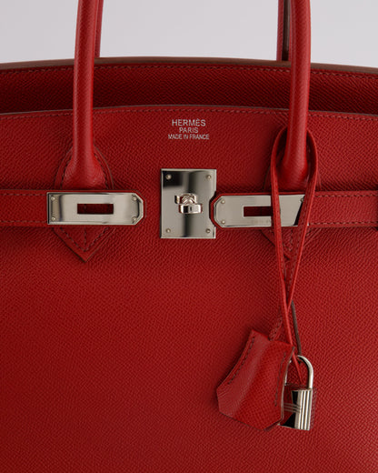 Hermès Birkin Retourne Bag 35cm in Rouge Casaque Epsom Leather with Palladium Hardware