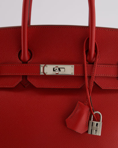 Hermès Birkin Retourne Bag 35cm in Rouge Casaque Epsom Leather with Palladium Hardware