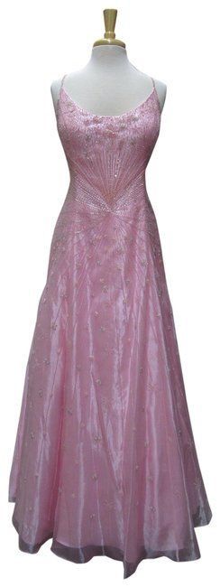 Chic A Line Spaghetti Straps Pink Long Evening Dress Beads Long Prom Dresses P2358
